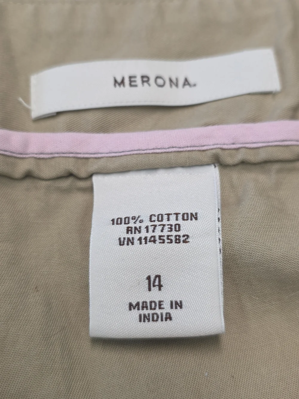 Merona Beige A-Line Skirt with Pink and Purple Stripes